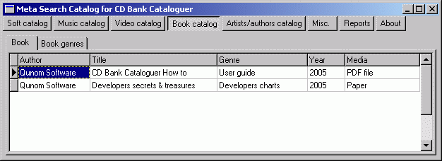 Meta Search Catalog screenshot - book list