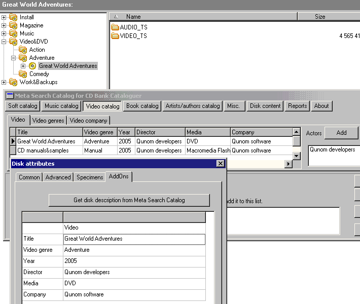 Meta Search Catalog screenshot - DVD movie list